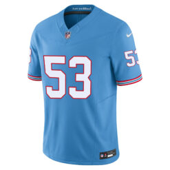 Alternative view of Oluwafemi Oladejo Tennessee Titans Light Blue Alternate Oilers Throwback Vapor F.U.S.E Limited Jersey - All Stitched