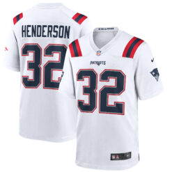 Treveyon Henderson New England Patriots White Road Game Jersey - All Stitched