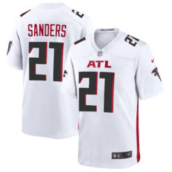 Deion Sanders Atlanta Falcons White Road Game Jersey - All Stitched