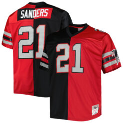 Deion Sanders Atlanta Falcons Black Red Split Legacy Jersey - All Stitched
