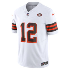 Alternative view of Shedeur Sanders Cleveland Browns White 1946 Throwback Vapor F.U.S.E Limited Jersey - All Stitched