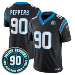 Julius Peppers Carolina Panthers Black Home Vapor F.U.S.E Limited Jersey w/ HOF Patch - All Stitched