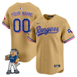 Custom Texas Rangers Gold Rangers Captain Patch Limited Jersey - All Stitched