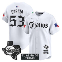 Adolis Garcia Texas Rangers White Mexico Tejano Barrio Style Limited Jersey - All Stitched