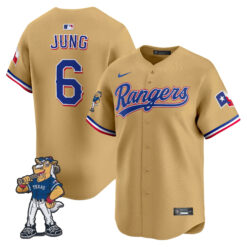 Josh Jung Texas Rangers Gold Rangers Captain Patch Limited Jersey - All Stitched