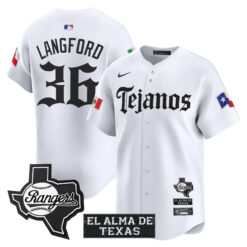 Wyatt Langford Texas Rangers White Mexico Tejano Barrio Style Limited Jersey - All Stitched
