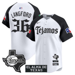 Wyatt Langford Texas Rangers Alternate White Mexico Tejano Barrio Style Limited Jersey - All Stitched