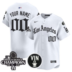 Custom Los Angeles Dodgers White Gothic Style Limited Jersey - All Stitched