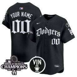 Custom Los Angeles Dodgers Black Gothic Style Limited Jersey - All Stitched