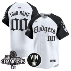 Custom Los Angeles Dodgers White Alternate Gothic Style Limited Jersey - All Stitched
