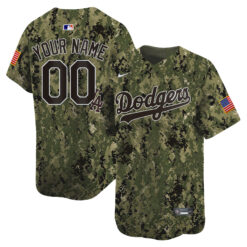 Custom Los Angeles Dodgers USMC Woodland Camo Limited Jersey - All Stitched