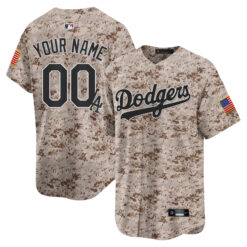 Custom Los Angeles Dodgers USMC Desert Camo Limited Jersey - All Stitched