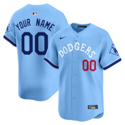 Custom Los Angeles Dodgers Dodgers Tribute Light Blue Limited Jersey - All Stitched
