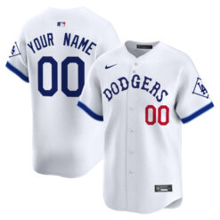 Custom Los Angeles Dodgers Dodgers Tribute White Limited Jersey - All Stitched