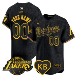 Custom Los Angeles Dodgers Black Mamba Limited Jersey - All Stitched