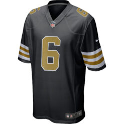 Alternative view of Tyler Shough New Orleans Saints Black Alternate Game Jersey - All Stitched