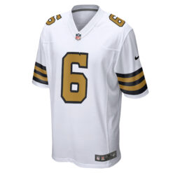 Alternative view of Tyler Shough New Orleans Saints White Alternate Game Jersey - All Stitched
