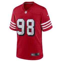 Alternative view of Mykel Williams San Francisco 49ers Scarlet Alternate Game Jersey - All Stitched
