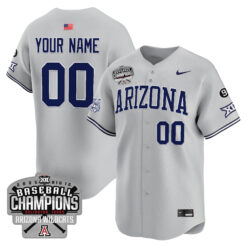 Arizona Wildcats Baseball Grey 2025 BIG12 Tournament Champs Jersey - All Stitched