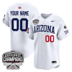 Arizona Wildcats Baseball White 2025 BIG12 Tournament Champs Jersey - All Stitched