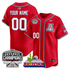 Arizona Wildcats Baseball Red 2025 BIG12 Tournament Champs Jersey - All Stitched