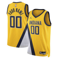 Custom Indiana Pacers Yellow Statement Edition Jersey - All Stitched