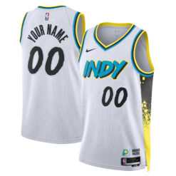 Custom Indiana Pacers White City Edition Jersey - All Stitched