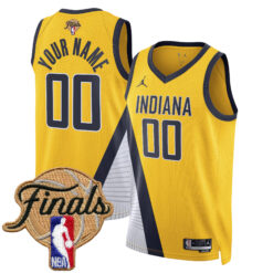 Custom Indiana Pacers Yellow Statement Edition Jersey - All Stitched