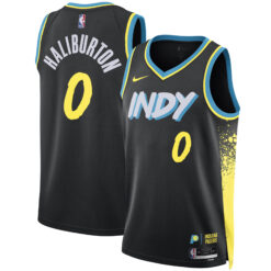 Alternative view of Tyrese Haliburton Indiana Pacers Black City Edition Jersey - All Stitched