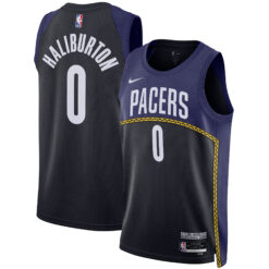 Tyrese Haliburton Indiana Pacers Navy City Edition Jersey - All Stitched