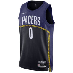 Alternative view of Tyrese Haliburton Indiana Pacers Navy City Edition Jersey - All Stitched