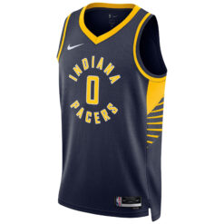 Alternative view of Tyrese Haliburton Indiana Pacers Navy Icon Edition Jersey - All Stitched