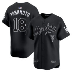 Yoshinobu Yamamoto Los Angeles Dodgers Black Kobe Honor Collection Limited Jersey - All Stitched
