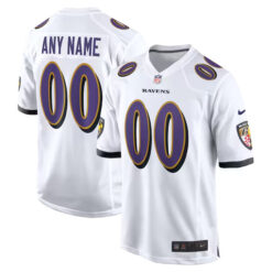 Custom Baltimore Ravens White Away Game Jersey - All Stitched