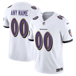 Custom Baltimore Ravens White Away Vapor F.U.S.E Limited Jersey - All Stitched