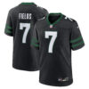 Justin Fields New York Jets Black Alternate Game Jersey - All Stitched