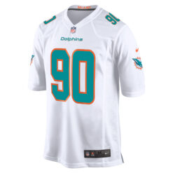 Alternative view of Kenneth Grant Miami Dolphins White Away Game Jersey - All Stitched