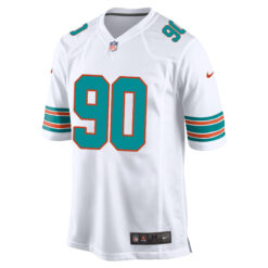 Alternative view of Kenneth Grant Miami Dolphins White Alternate Game Jersey - All Stitched