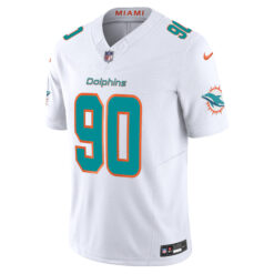 Alternative view of Kenneth Grant Miami Dolphins White Away Vapor F.U.S.E Limited Jersey - All Stitched