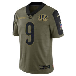 Alternative view of Joe Burrow Cincinnati Bengals Olive 2021 Salute To Service Jersey - All Stitched