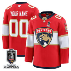 Custom Florida Panthers Stanley Cup Champions Red Home Jersey - All Stitched