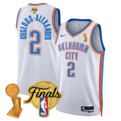Shai Gilgeous-Alexander Oklahoma City Thunder White Association 2025 Champions Jersey - All Stitched