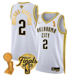 Shai Gilgeous-Alexander Oklahoma City Thunder White Gold 2025 Champions Jersey - All Stitched