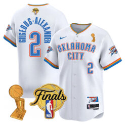 Shai Gilgeous-Alexander Oklahoma City Thunder Baseball White 2025 Champions Jersey - All Stitched