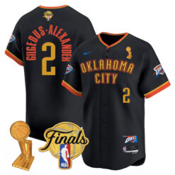 Shai Gilgeous-Alexander Oklahoma City Thunder Baseball Black 2025 Champions Jersey - All Stitched