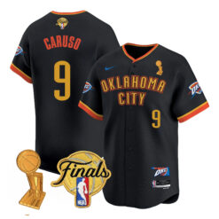 Alex Caruso Oklahoma City Thunder Baseball Black 2025 Champions Jersey - All Stitched