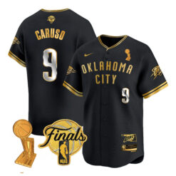 Alex Caruso Oklahoma City Thunder Baseball Black Gold 2025 Champions Jersey - All Stitched