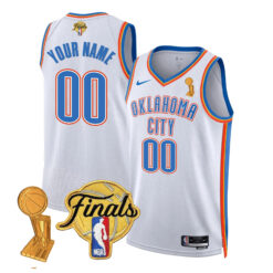 Custom Oklahoma City Thunder White Association 2025 Champions Jersey - All Stitched