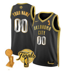 Custom Oklahoma City Thunder Black Gold 2025 Champions Jersey - All Stitched