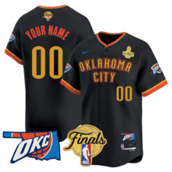 Custom Oklahoma City Thunder Baseball Black 2025 Champions Jersey - All Stitched
